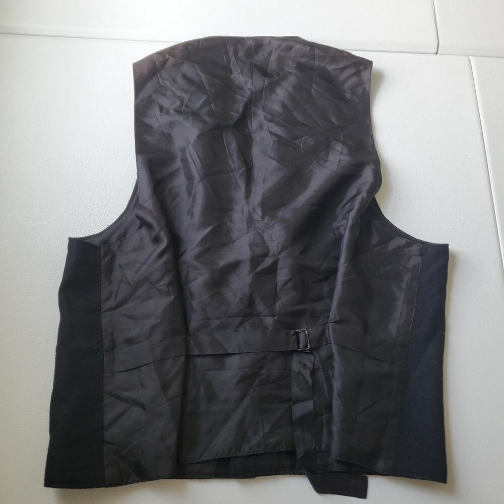 Wah Maker Vest Mens Large Black Wool Embroidered Western Cowboy Lined Floral - Picture 4 of 8